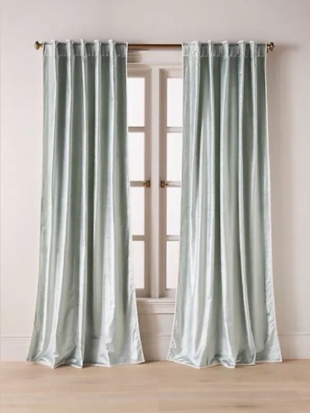Anthropologie Adelina Piped Velvet Woven Curtain
